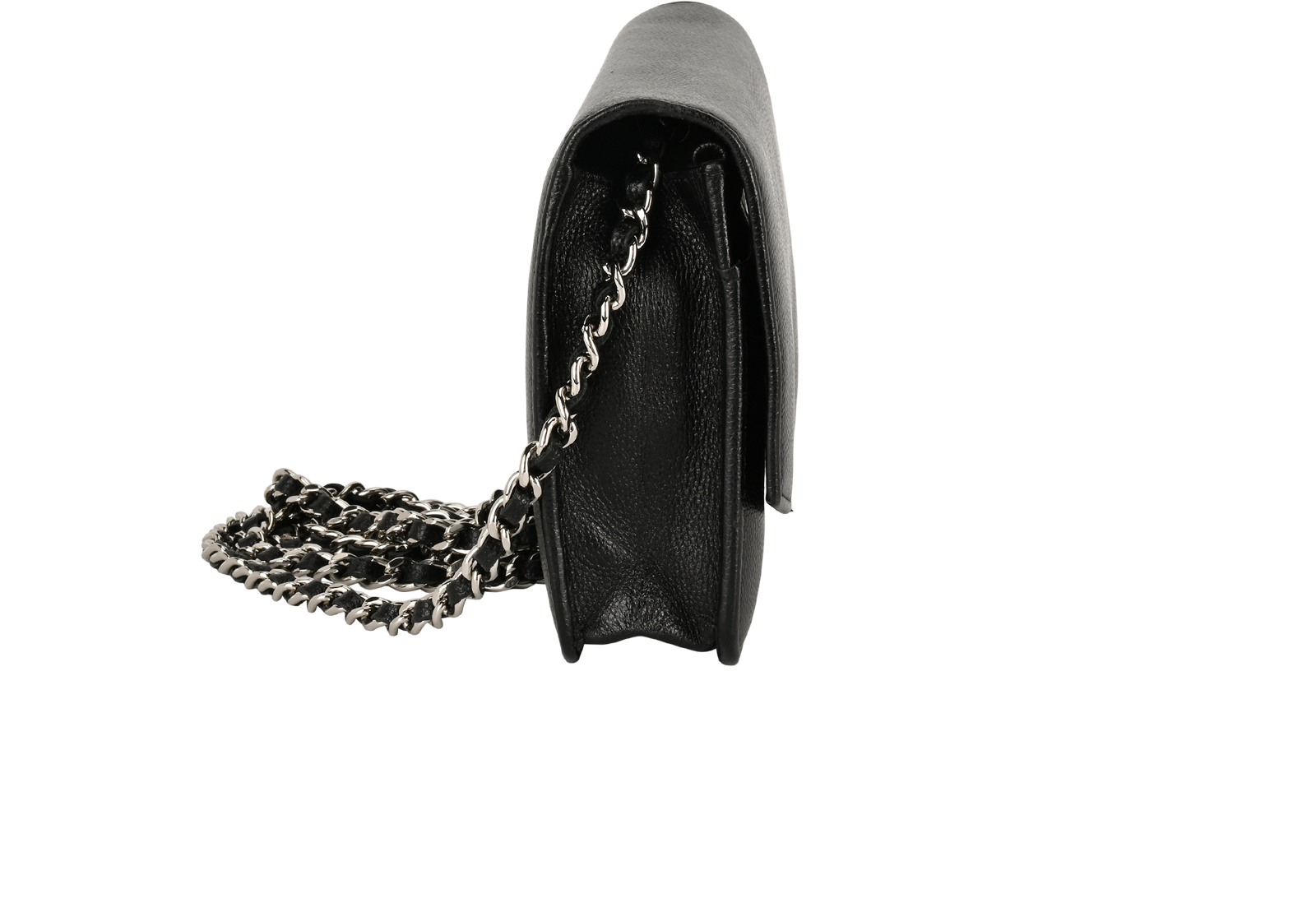 Sevruga Wallet On Chain, &pound;1,900, Handbags, Black, Caviar Leather, Side view